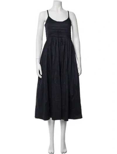 Pre-owned La Ligne Square Neckline Midi Length Dress In Blue