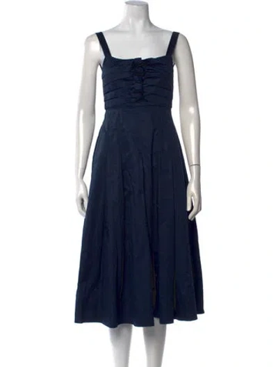 Pre-owned La Ligne Square Neckline Midi Length Dress In Blue