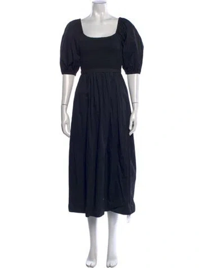 Pre-owned La Ligne Square Neckline Midi Length Dress In Blue