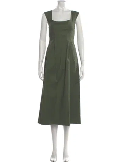 Pre-owned La Ligne Square Neckline Midi Length Dress In Green