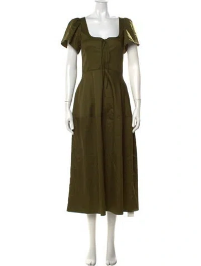 Pre-owned La Ligne Square Neckline Midi Length Dress In Green