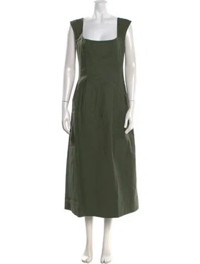 Pre-owned La Ligne Square Neckline Midi Length Dress In Green