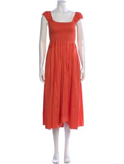 Pre-owned La Ligne Square Neckline Midi Length Dress In Orange