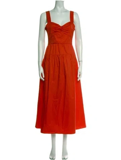 Pre-owned La Ligne Square Neckline Midi Length Dress In Orange