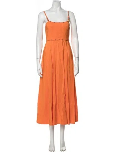 Pre-owned La Ligne Square Neckline Midi Length Dress In Orange