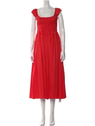Pre-owned La Ligne Square Neckline Midi Length Dress In Red
