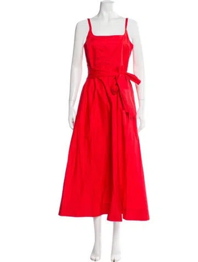 Pre-owned La Ligne Square Neckline Midi Length Dress W/ Tags In Red