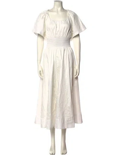Pre-owned La Ligne Square Neckline Midi Length Dress W/ Tags In White