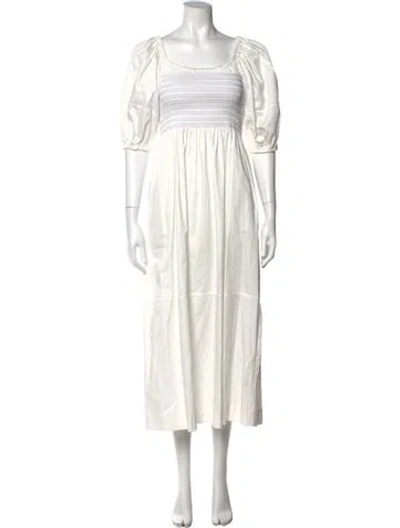 Pre-owned La Ligne Square Neckline Midi Length Dress W/ Tags In White