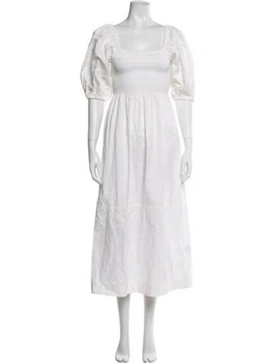 Pre-owned La Ligne Square Neckline Midi Length Dress In White