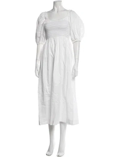 Pre-owned La Ligne Square Neckline Midi Length Dress In White