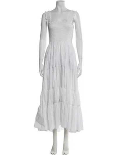 Pre-owned La Ligne Square Neckline Midi Length Dress In White