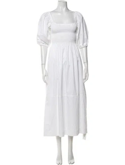 Pre-owned La Ligne Square Neckline Midi Length Dress In White