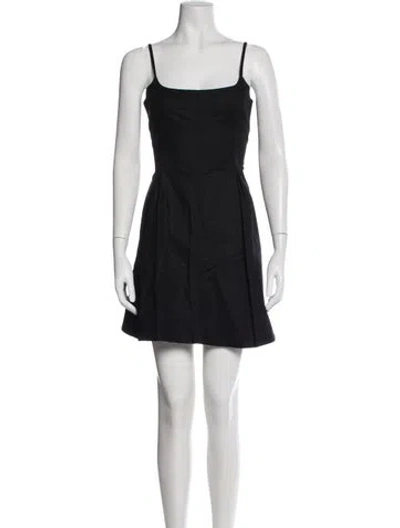 Pre-owned La Ligne Square Neckline Mini Dress In Black