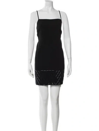 Pre-owned La Ligne Square Neckline Mini Dress In Black