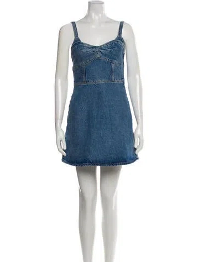 Pre-owned La Ligne Square Neckline Mini Dress In Blue