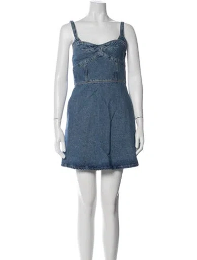 Pre-owned La Ligne Square Neckline Mini Dress In Blue