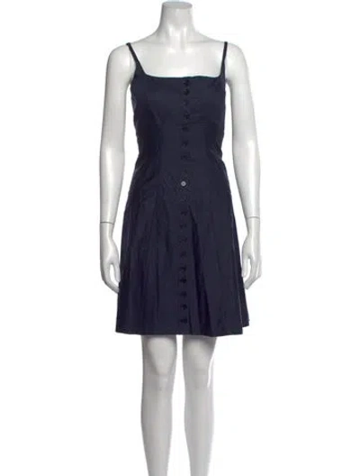 Pre-owned La Ligne Square Neckline Mini Dress In Blue