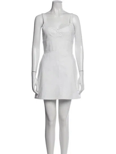 Pre-owned La Ligne Square Neckline Mini Dress In White