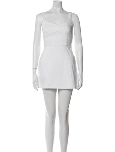 Pre-owned La Ligne Square Neckline Mini Dress In White