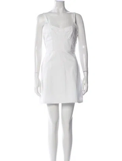 Pre-owned La Ligne Square Neckline Mini Dress In White