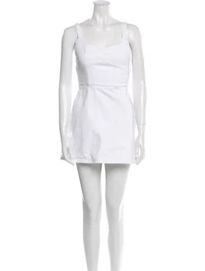 Pre-owned La Ligne Square Neckline Mini Dress In White