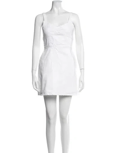 Pre-owned La Ligne Square Neckline Mini Dress In White