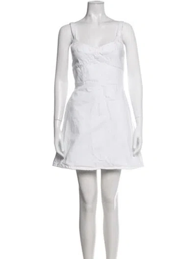 Pre-owned La Ligne Square Neckline Mini Dress In White