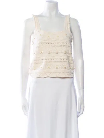 Pre-owned La Ligne Square Neckline Sleeveless Crop Top In Neutral