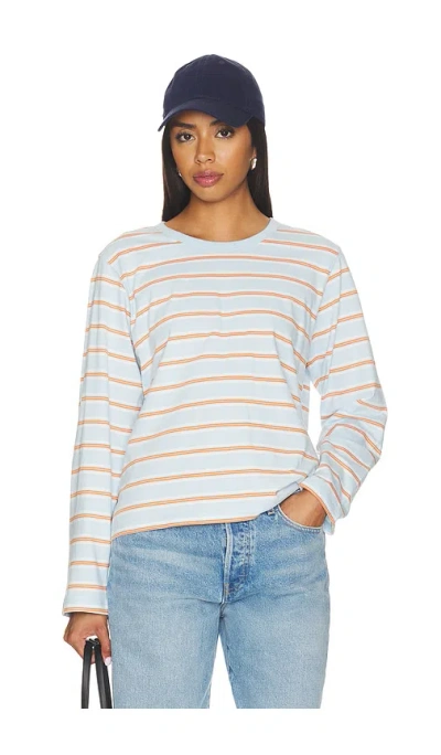 La Ligne Stripe Long Sleeve Boyfriend Tee In Multi