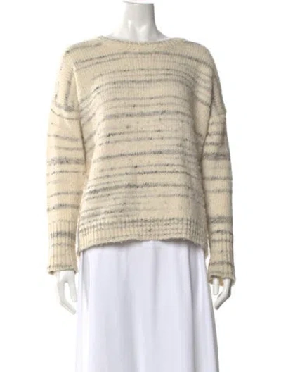 Pre-owned La Ligne Striped Bateau Neckline Sweater In Neutral