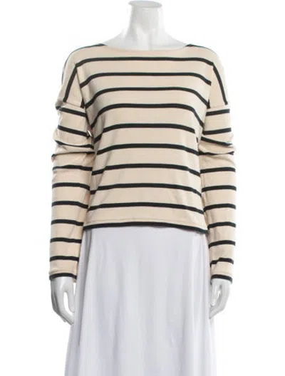 Pre-owned La Ligne Striped Bateau Neckline Sweater In Neutrals