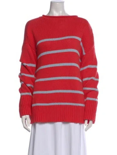 Pre-owned La Ligne Striped Bateau Neckline Sweater In Red