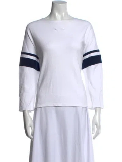 Pre-owned La Ligne Striped Bateau Neckline Sweater In White
