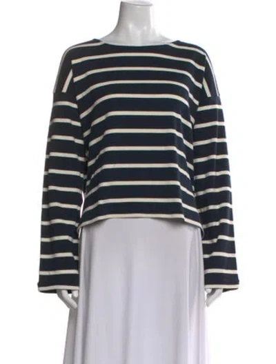 Pre-owned La Ligne Striped Bateau Neckline Top In Black