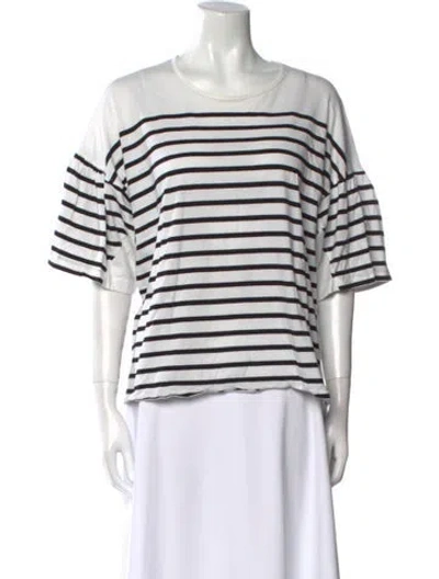 Pre-owned La Ligne Striped Bateau Neckline T-shirt In White