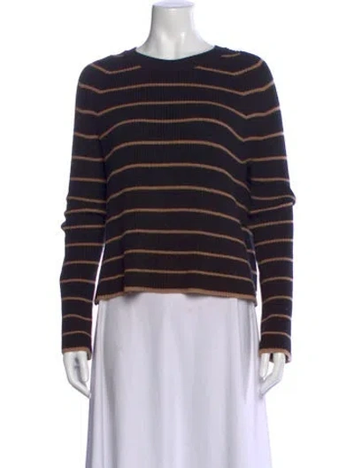 Pre-owned La Ligne Striped Crew Neck Sweater In Black
