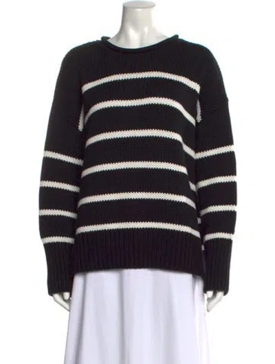 Pre-owned La Ligne Striped Crew Neck Sweater In Black