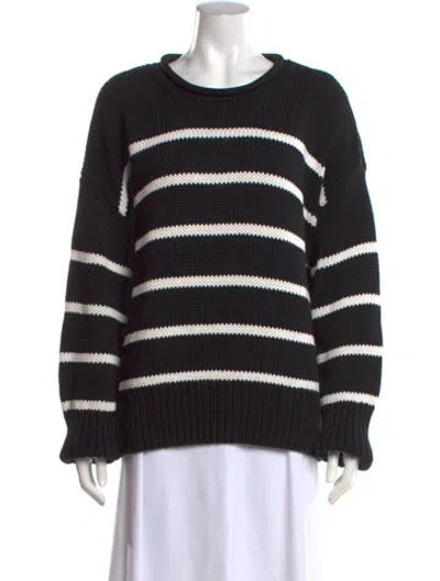 Pre-owned La Ligne Striped Crew Neck Sweater In Black