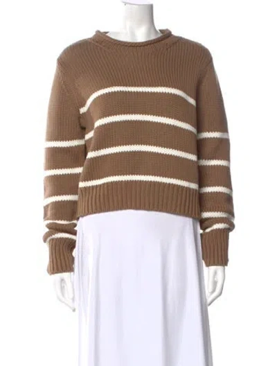 Pre-owned La Ligne Striped Crew Neck Sweater In Brown