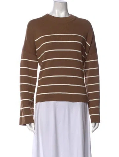 Pre-owned La Ligne Striped Crew Neck Sweater In Brown