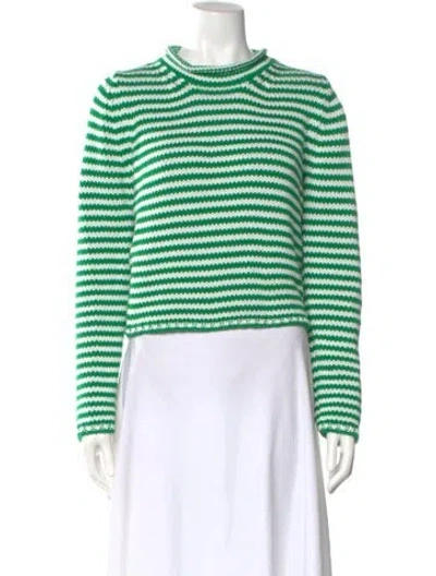 Pre-owned La Ligne Striped Crew Neck Sweater In Green