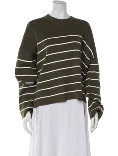 Pre-owned La Ligne Striped Crew Neck Sweater In Green