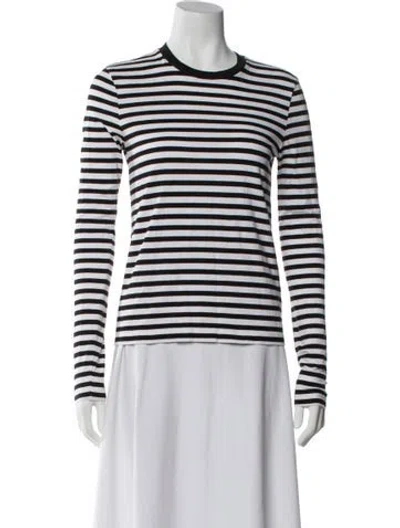 Pre-owned La Ligne Striped Crew Neck Sweater In White