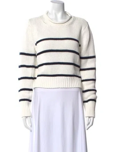 Pre-owned La Ligne Striped Crew Neck Sweater In White