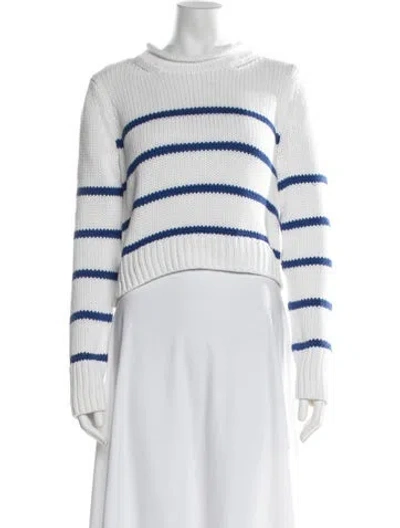 Pre-owned La Ligne Striped Crew Neck Sweater In White