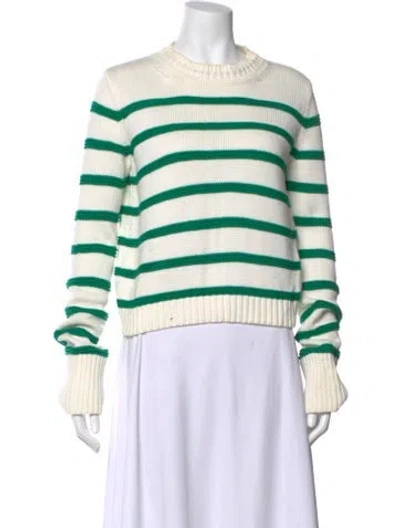 Pre-owned La Ligne Striped Crew Neck Sweater In White