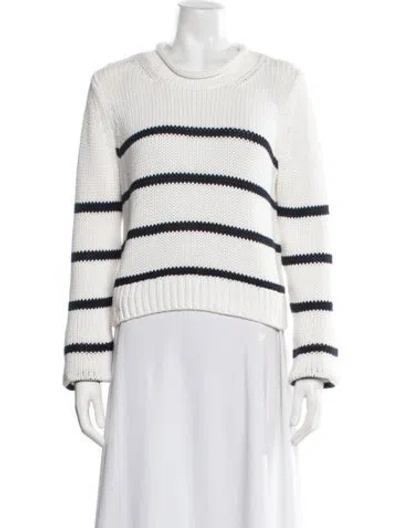 Pre-owned La Ligne Striped Crew Neck Sweater In White
