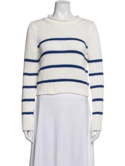Pre-owned La Ligne Striped Crew Neck Sweater In White