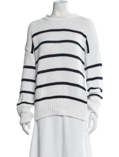 Pre-owned La Ligne Striped Crew Neck Sweater In White